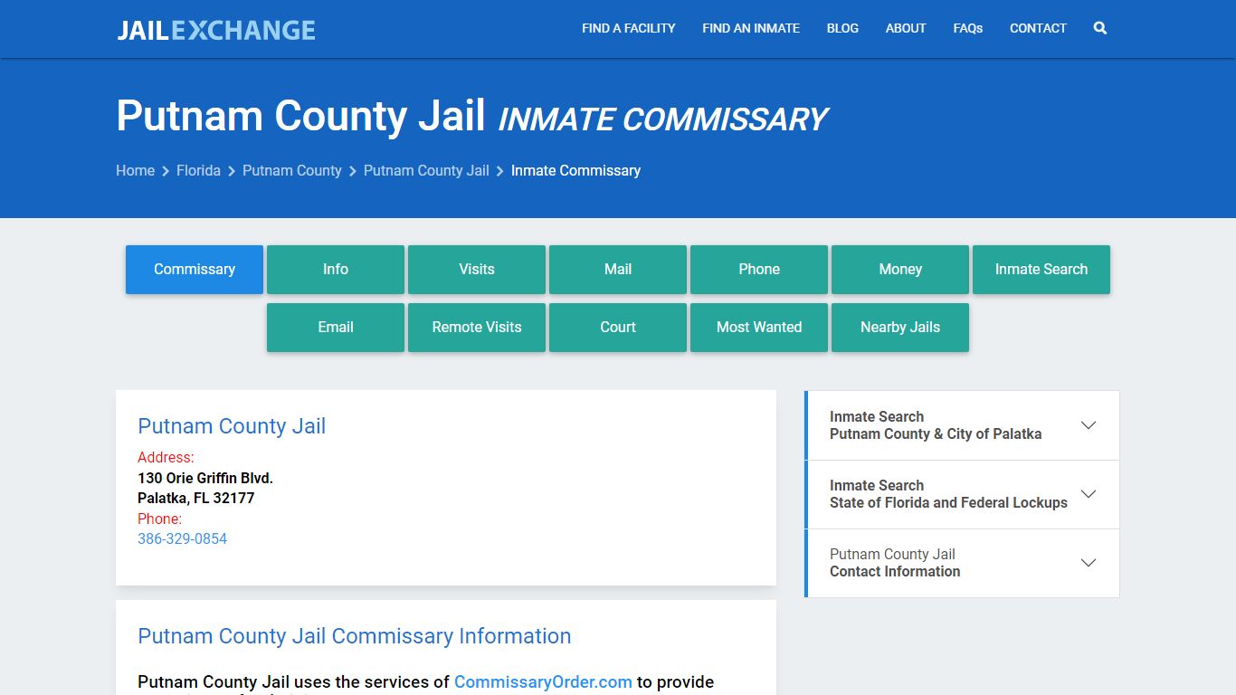 Inmate Commissary, Care Packs - Putnam County Jail, FL